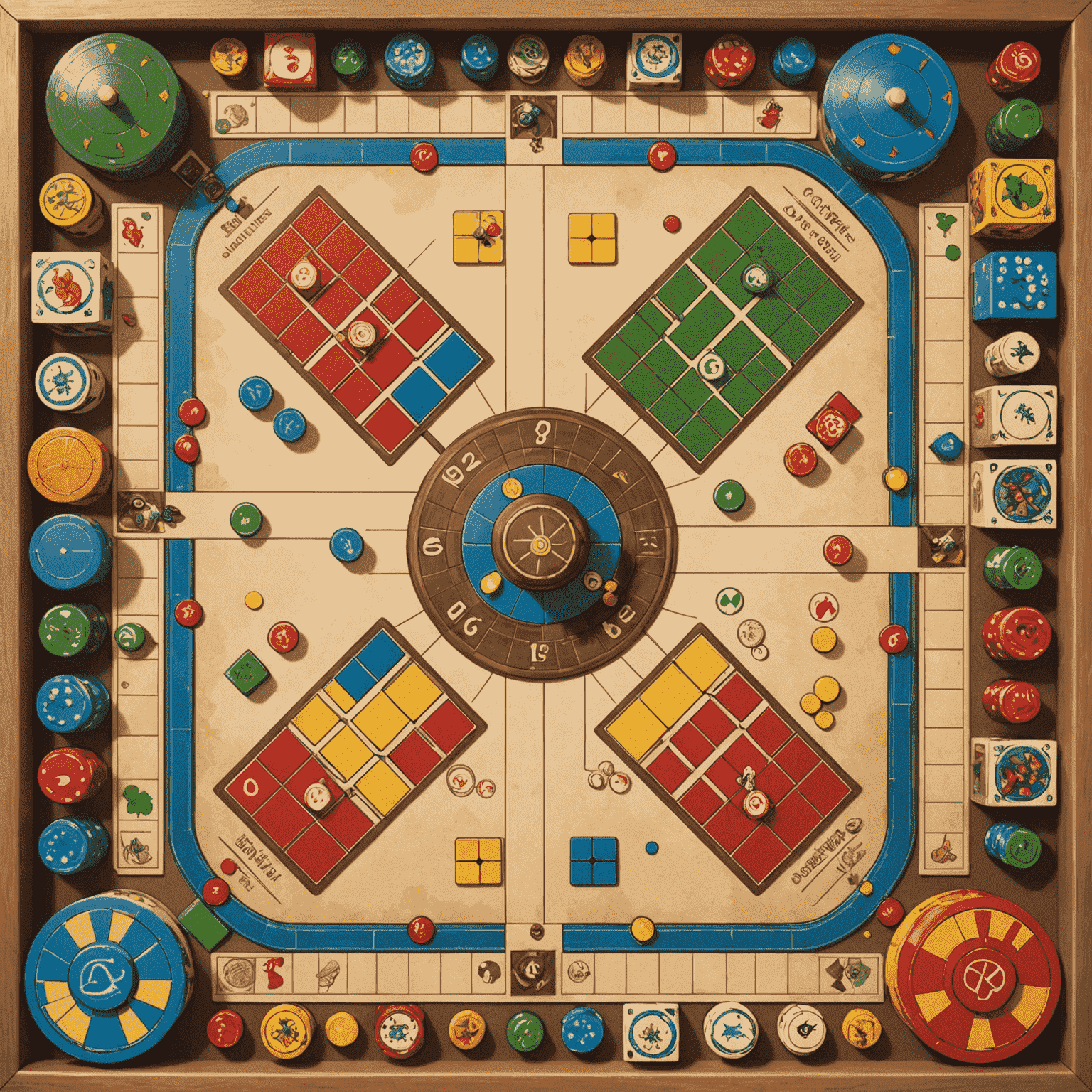 Ilustrasi permainan papan kooperatif dan kompetitif berdampingan, menunjukkan perbedaan dinamika permainan